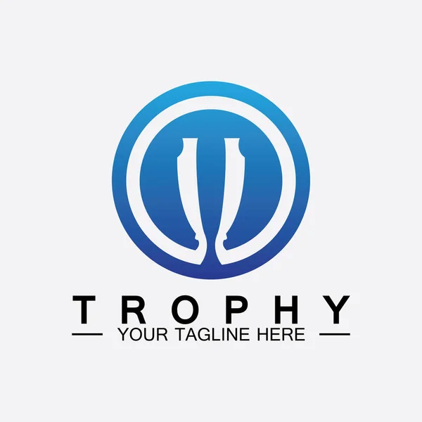 Trophy Vektor Logo Icon Champions Trophäe Logo Symbol Für Winner — Stockvektor