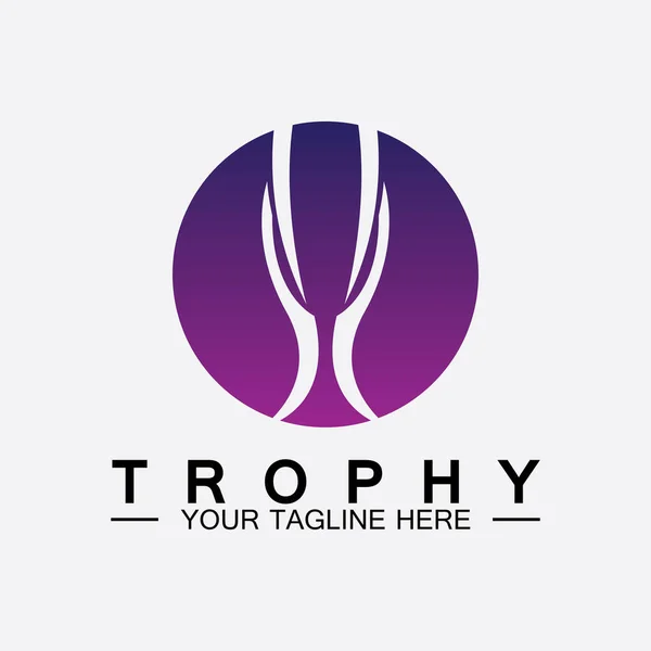 Trophy Vektor Logo Icon Champions Trophäe Logo Symbol Für Winner — Stockvektor