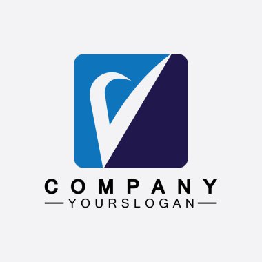 V Harfi Logosu ve sembol vektör şablonu