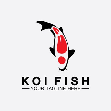 Koi balığı logo tasarım vektör şablonu