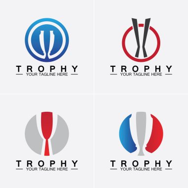 Ganimet vektör logosu. Kazanan logo şablonu için şampiyonlar kupa logosu simgesi.