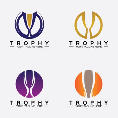 Ganimet vektör logosu. Kazanan logo şablonu için şampiyonlar kupa logosu simgesi.