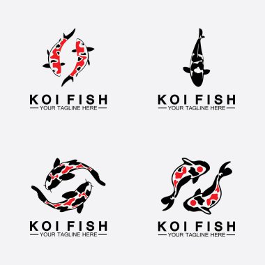 Koi balığı logo tasarım vektör şablonu