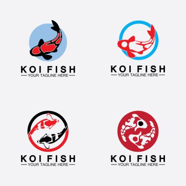Koi balığı logo tasarım vektör şablonu