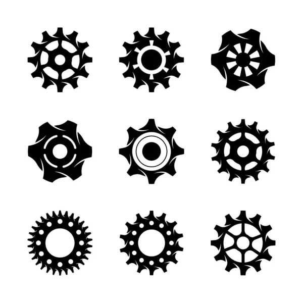 Getriebesymbolvektorsatz Uhrwerk Illustration Zeichensammlung Mechaniksymbol — Stockvektor