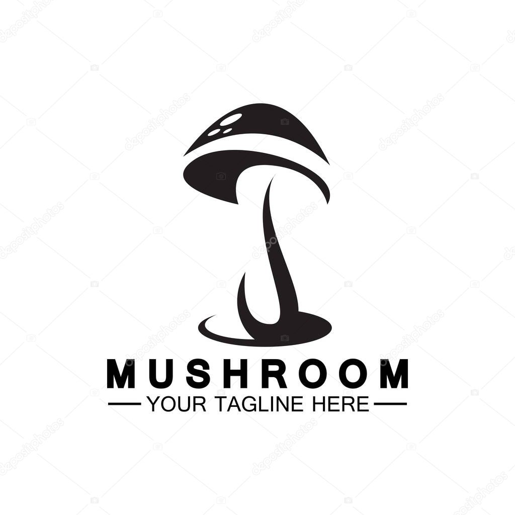 Mushroom Logo Vector Simple & Modern or Agriculture Organic Food Design Template