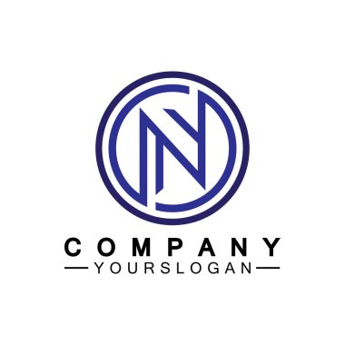 Harf N Çember Konsept Logo Vektörü Tasarım Şablonu