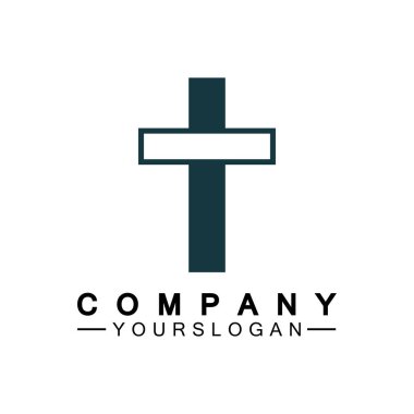 Kilise logosu. Modern, temiz kilise haçı sembolü. Hristiyan haçı simgesi. Katolik, dini ve ortodoks inancının işareti..