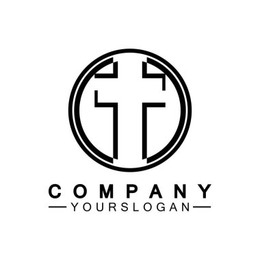 Kilise logosu. Modern, temiz kilise haçı sembolü. Hristiyan haçı simgesi. Katolik, dini ve ortodoks inancının işareti..