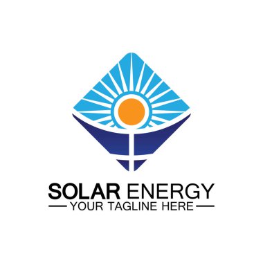 Güneş enerjisi logo tasarım vektör şablonu