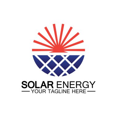 Güneş enerjisi logo tasarım vektör şablonu