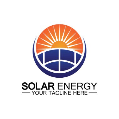 Güneş enerjisi logo tasarım vektör şablonu