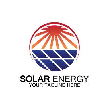 Güneş enerjisi logo tasarım vektör şablonu