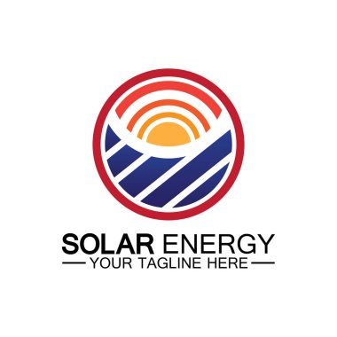 Güneş enerjisi logo tasarım vektör şablonu