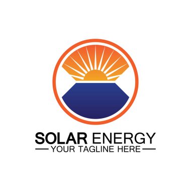 Güneş enerjisi logo tasarım vektör şablonu