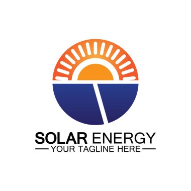 Güneş enerjisi logo tasarım vektör şablonu