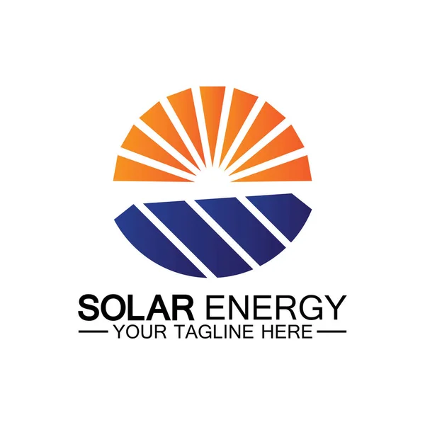 太陽エネルギーロゴデザインベクトルテンプレート — ストックベクタ