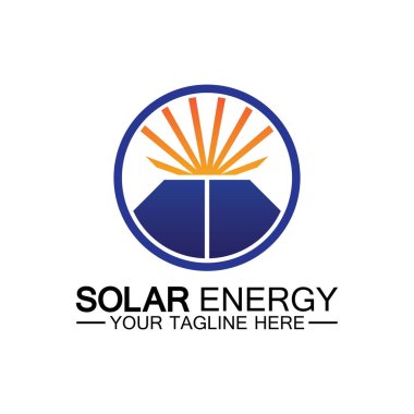 Güneş enerjisi logo tasarım vektör şablonu