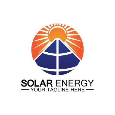 Güneş enerjisi logo tasarım vektör şablonu