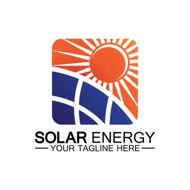 Güneş enerjisi logo tasarım vektör şablonu