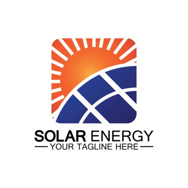 Güneş enerjisi logo tasarım vektör şablonu