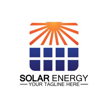 Güneş enerjisi logo tasarım vektör şablonu