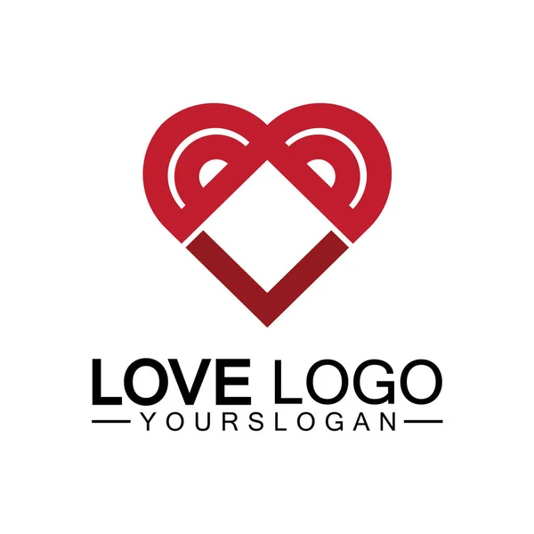 Love Logo Design Vector Γεωμετρική Εστία Logo Vector Γραμμική Αγάπη — Διανυσματικό Αρχείο