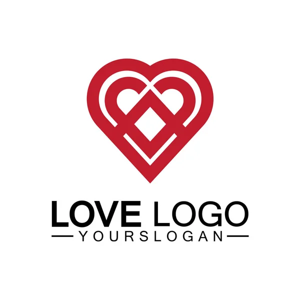 Love Logo Design Vector Γεωμετρική Εστία Logo Vector Γραμμική Αγάπη — Διανυσματικό Αρχείο