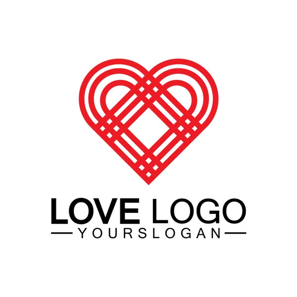 Love Logo Design Vector Γεωμετρική Εστία Logo Vector Γραμμική Αγάπη — Διανυσματικό Αρχείο