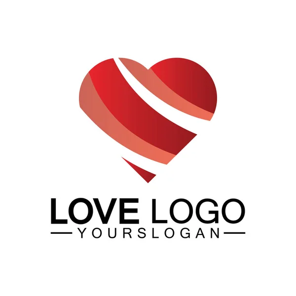 Amore Logo Design Cuore Forma Logo Design Vettoriale — Vettoriale Stock