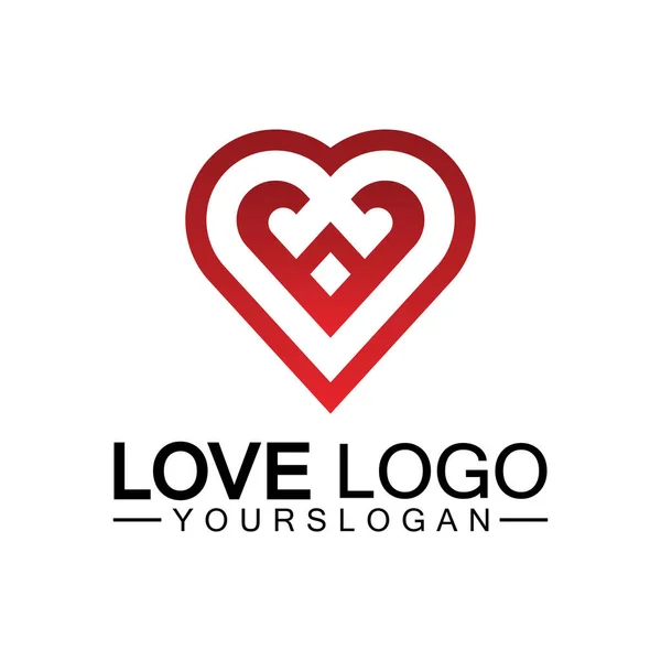 Aşk Logosu Tasarımı Kalp Şekli Logo Tasarımı Vektörü — Stok Vektör