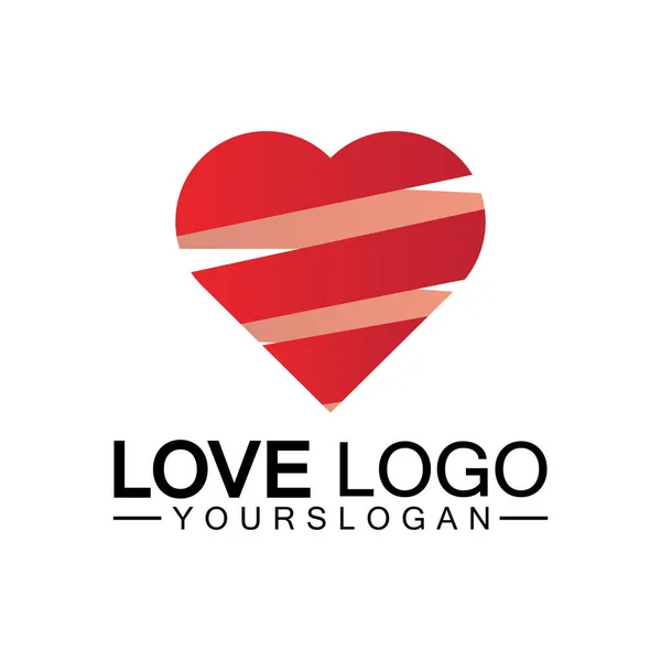 Amore Logo Design Cuore Forma Logo Design Vettoriale — Vettoriale Stock