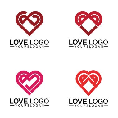Aşk logosu tasarım vektörü, geometrik ocak logo vektörü, doğrusal aşk vektörü logosu konsepti, kalp şekli logo tasarımı-taşıyıcı