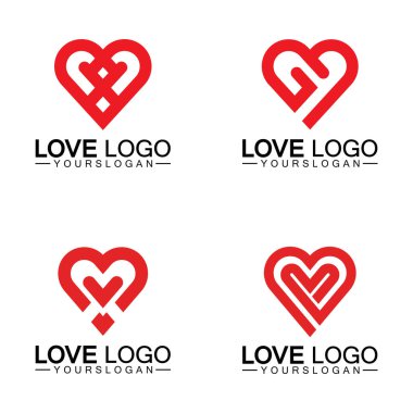 Aşk logosu tasarım vektörü, geometrik ocak logo vektörü, doğrusal aşk vektörü logosu konsepti, kalp şekli logo tasarımı-taşıyıcı