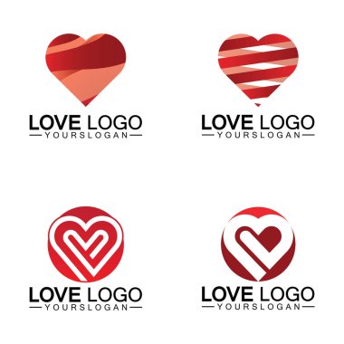 Aşk logosu tasarımı, Kalp şekli logo tasarımı Vektörü 