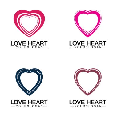  Aşk kalp logosu ve sembol vektör şablonu