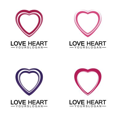  Aşk kalp logosu ve sembol vektör şablonu