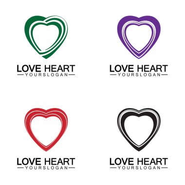  Aşk kalp logosu ve sembol vektör şablonu