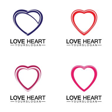  Aşk kalp logosu ve sembol vektör şablonu