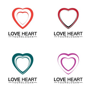  Aşk kalp logosu ve sembol vektör şablonu