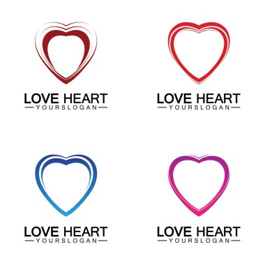 Aşk kalp logosu ve sembol vektör şablonu