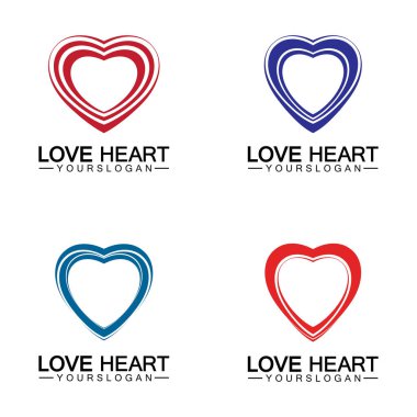  Aşk kalp logosu ve sembol vektör şablonu