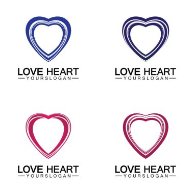  Aşk kalp logosu ve sembol vektör şablonu