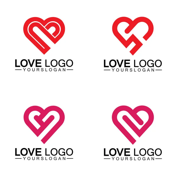 Liebe Logo Design Vektor Geometrisches Herd Logo Vektor Lineares Liebe — Stockvektor