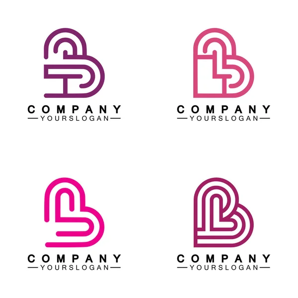 Carta Inicial Amor Coração Logotipo Design —  Vetores de Stock