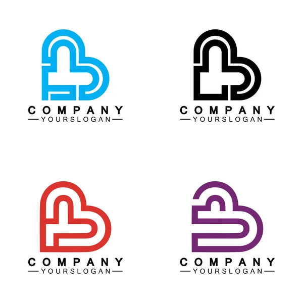 Logo Desain Huruf Awal Cinta Hati - Stok Vektor