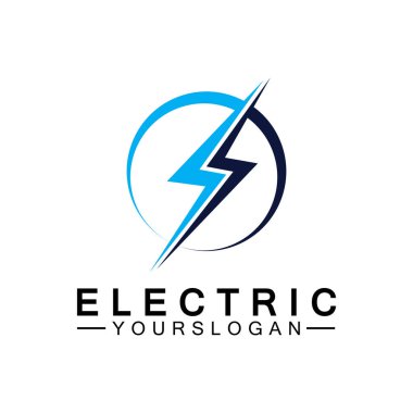Şimşek şimşeği elektrik logosu tasarım şablonu