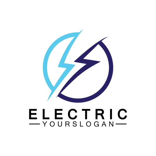 Rayo Trueno Perno Electricidad Logotipo Diseño Plantilla — Vector de stock
