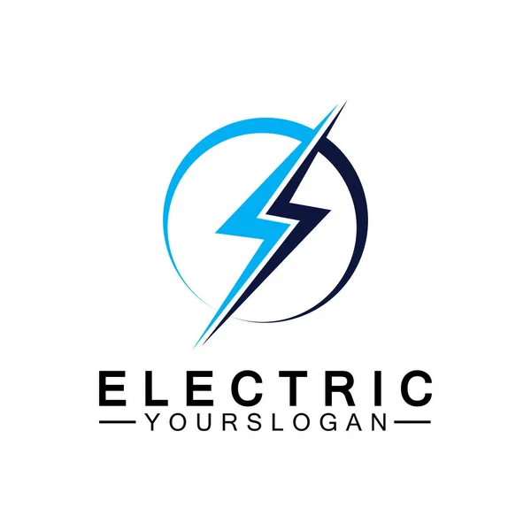 Lightning Thunder Bolt Electricity Logo Design Template — Stock Vector