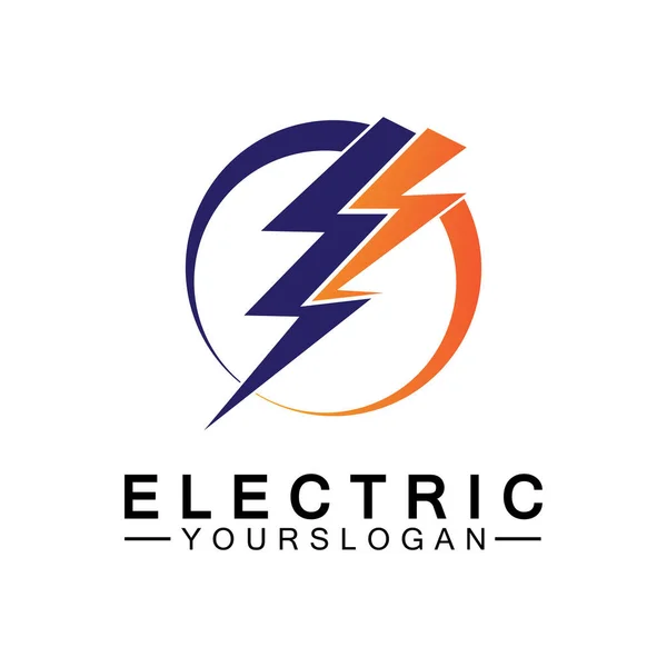 Lightning Thunder Bolt Electricity Logo Design Template — Stock Vector